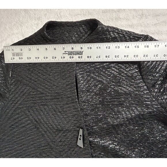 Womens Unique Button Front Textured Swing Jacket Black Gray Pattern Art To Wear - Picture 4 of 6